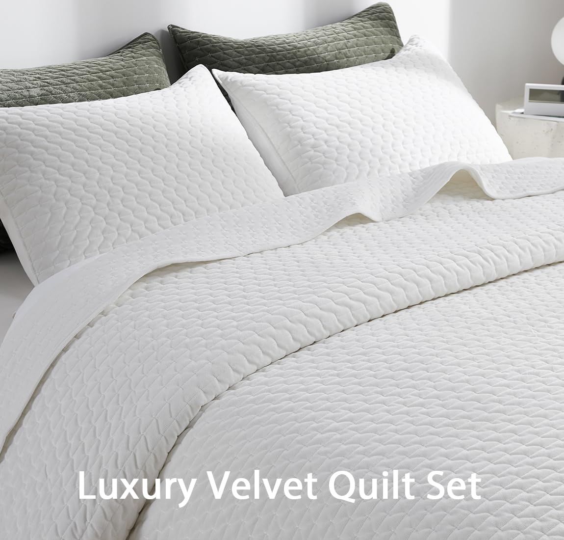 Velvet Quilt Set King Size, Lightweight Velvet Comforter King Set