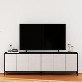 TV Stand for 80" 85" TV, Modern Entertainment Center with 6 Cabinet Doors Long