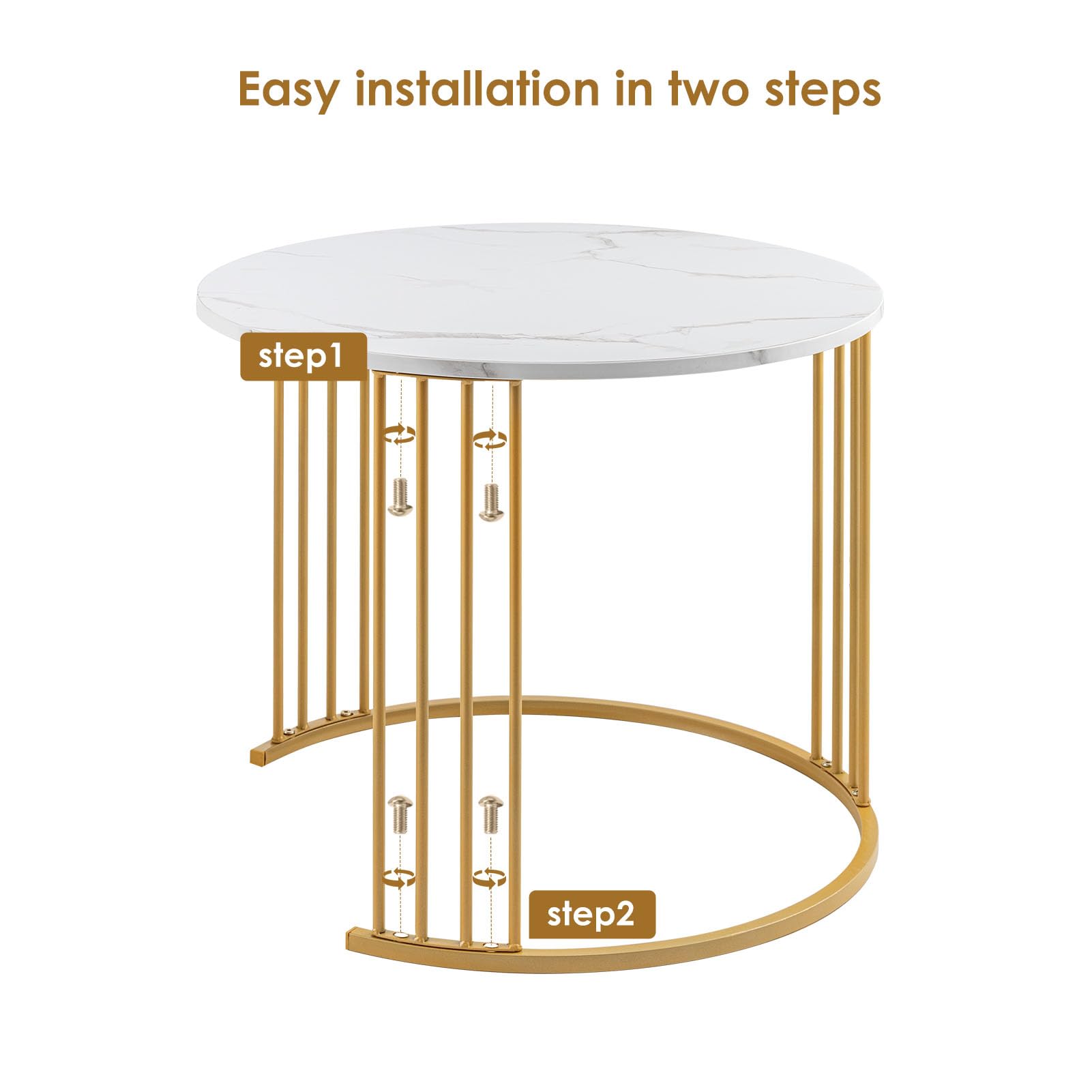Nesting Coffee Table Set of 2, Round Table, Morden End Side Table Night Stand