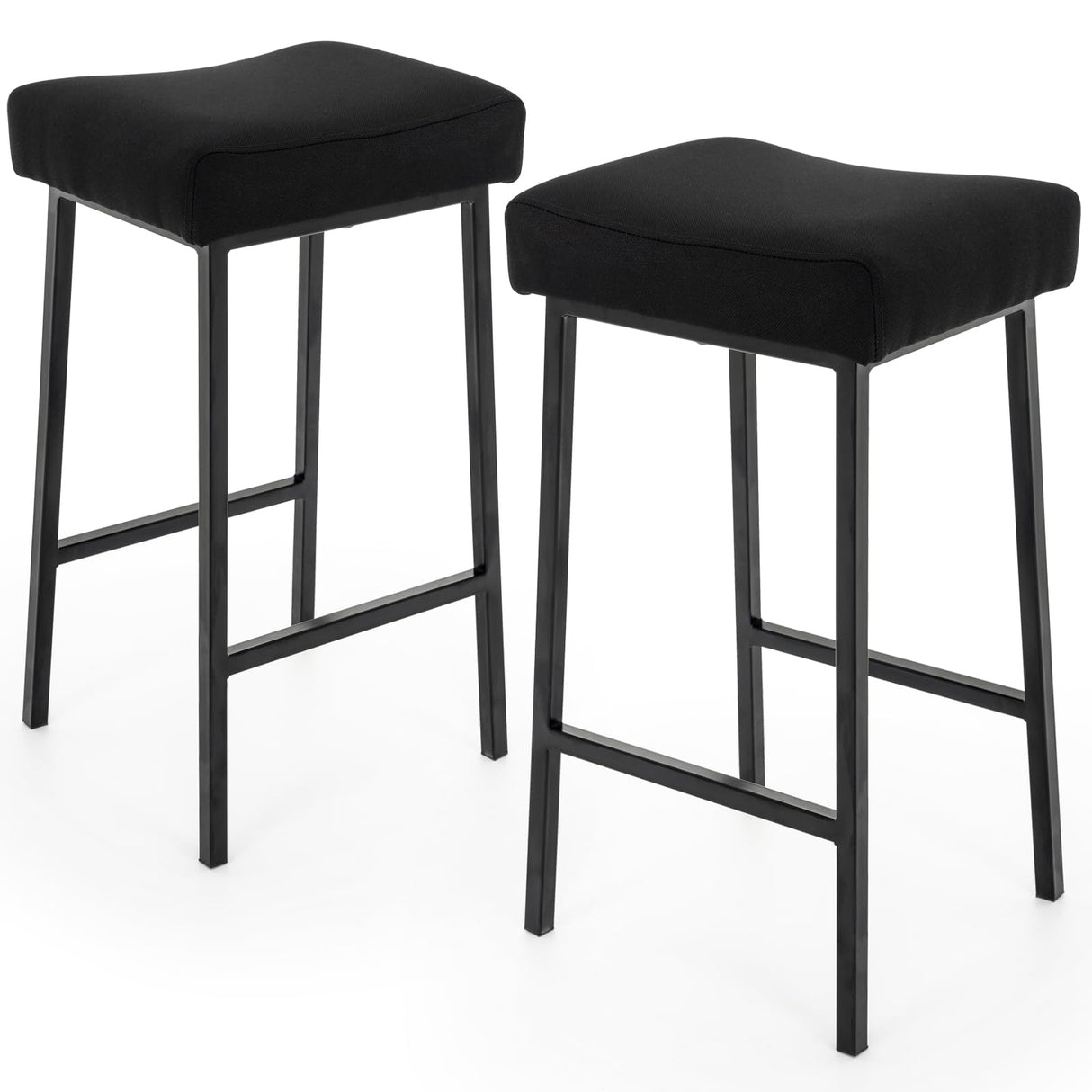 Counter Height Bar Stools Set of 2, 27 Inch Backless Saddle Bar Stools