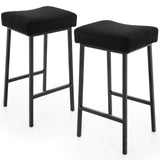 Counter Height Bar Stools Set of 2, 27 Inch Backless Saddle Bar Stools