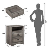 Nightstand Set of 2, Night Stand with Drawers, Accent Bed Side Table and End Table