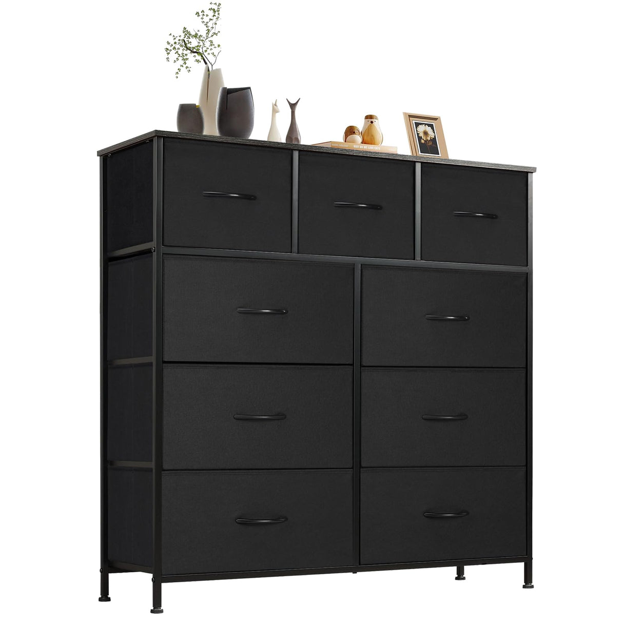 Dresser for Bedroom with 9 Fabric Drawers, Tall Chest Organizer Units