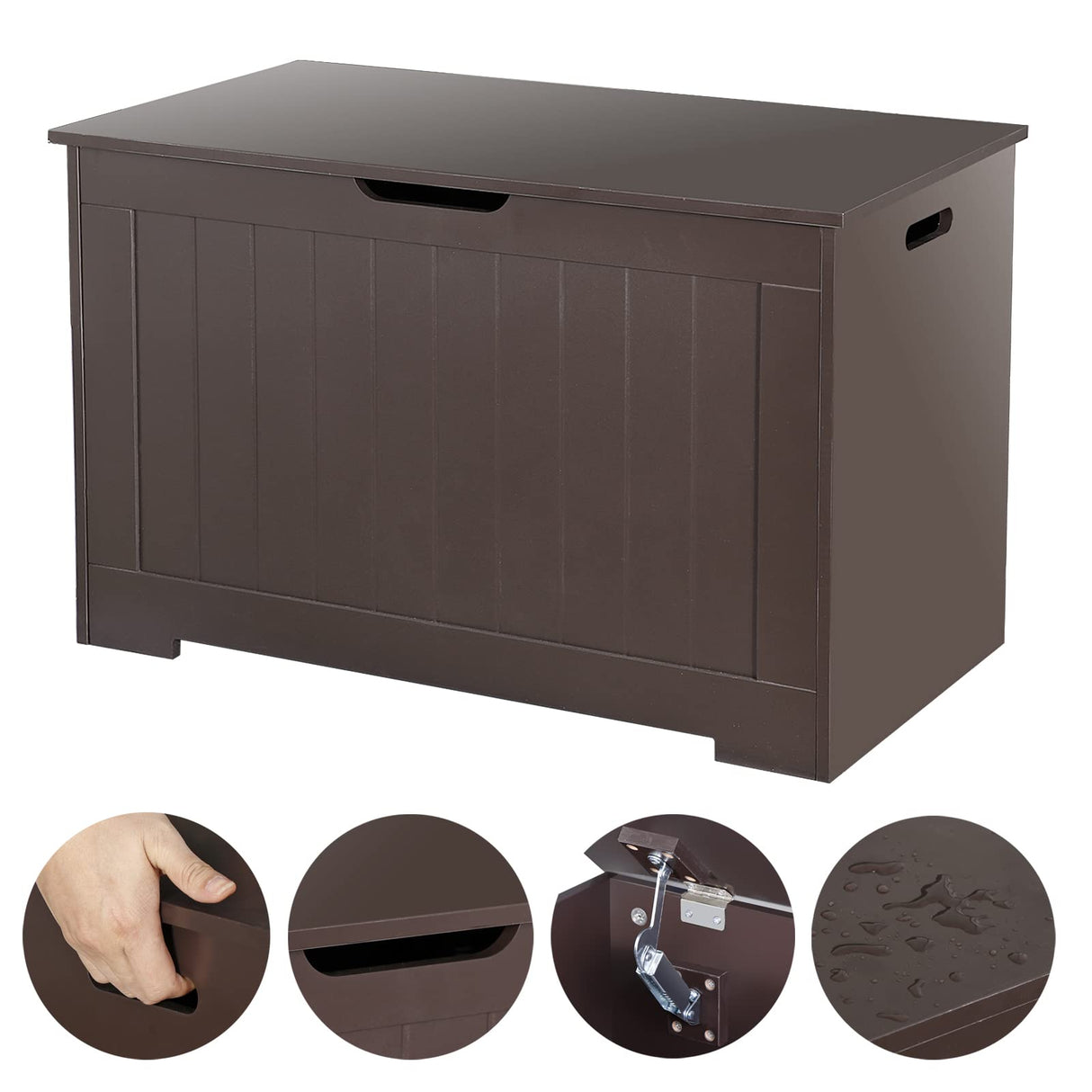 Chest for Girls Boys Wooden Storage Box with Flip-top Lid & Safety Hinge, Kids Room Play