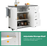 Kitchen Island with Stainless Steel Countertop, Kitchen Cart Rolling Trolley with Towel