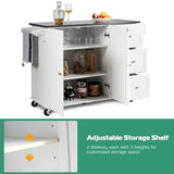 Kitchen Island with Stainless Steel Countertop, Kitchen Cart Rolling Trolley with Towel