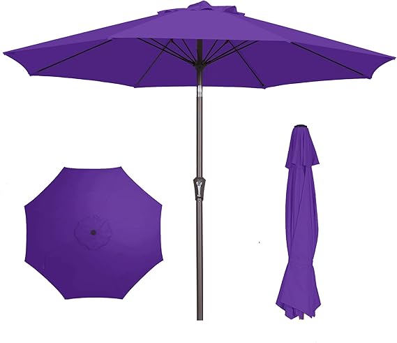 9FT Patio Umbrella Outdoor Market Umbrella with Push Button Tilt and Crank