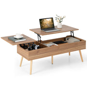 47 Inch Lift Top Coffee Table with Storage, Large Split Top Accent Table