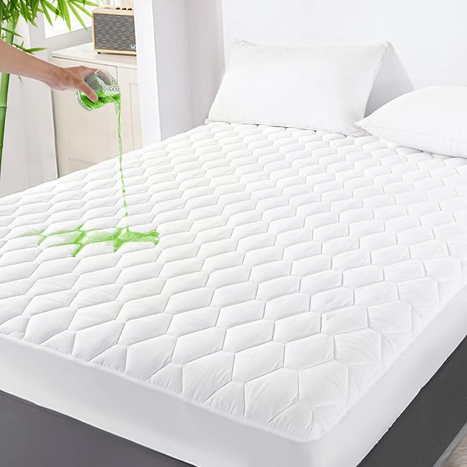 Full Mattress Protector Waterproof, 100% Waterproof Quilted Fitted Mattress Pad