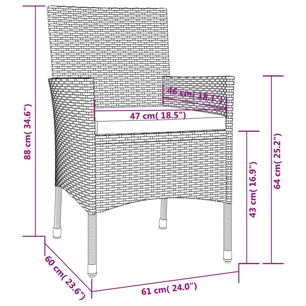 Patio Dining Set with Comfortable Cushions, Weather-Resistant Rattan, Sturdy Steel Frame,