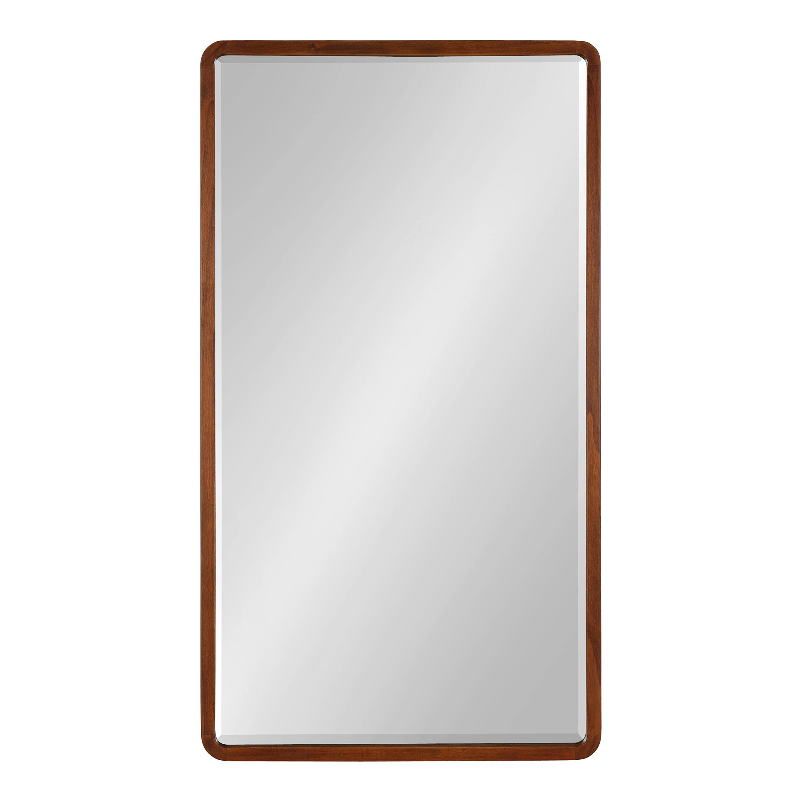 Modern Wood Framed Rounded Rectangle Wall Mirror