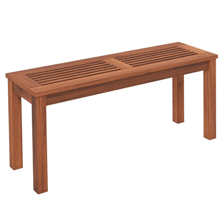 Patio Wood Bench, 2-Person Solid Wood Bench with Slatted Seat, 39.5" Long Loveseat