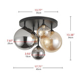 5-Light Semi Flush Mount Ceiling Light with Globe Glass Shade