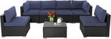 7-Piece Outdoor Patio Sofa, All Weather Black Brown Wicker Sectional Furniture