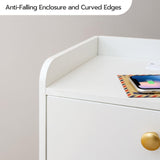 Nightstand with Charging Station, Modern Side Table with 2 Drawers