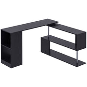 55" 360° Rotating Corner Computer Desk Modern L-Shaped Home Office Workstation