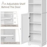 Bathroom Storage Cabinet, Tall Slim Cabinet with 3 Shelves & Door, Floor Freestanding