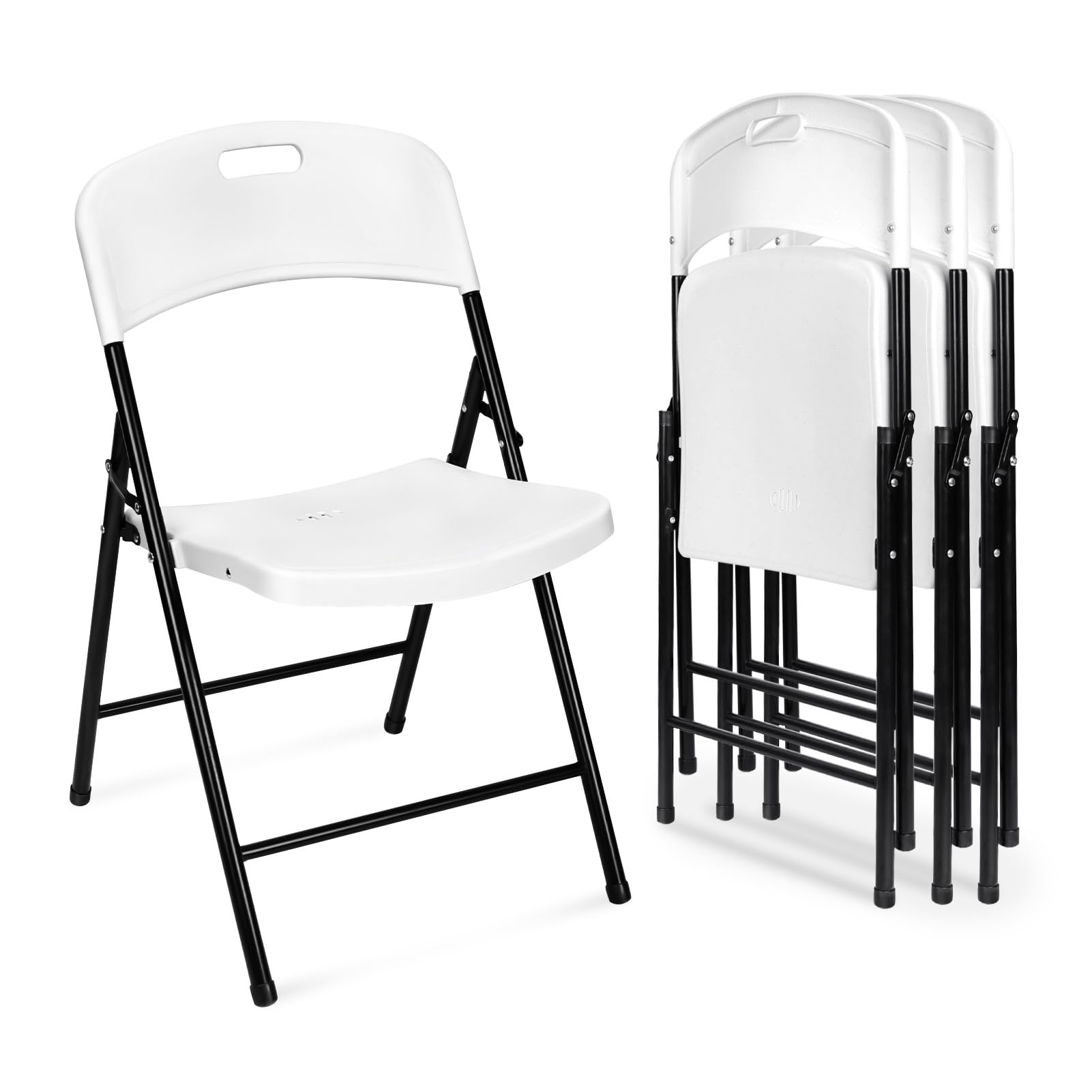 Chairs, Heavy Duty Portable Plastic Foldable Chair with Steel Frame for Outside, Party