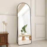 Full Length Mirror Arched Floor Mirror with Rounded Corners, Black Black