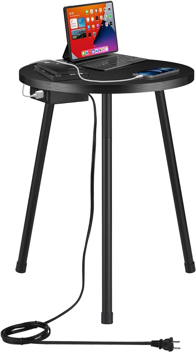 Round Side Table, Small Accent End Table for Living Room, Bedroom, Small Spaces