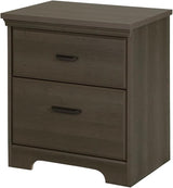 South Shore Versa 2-Drawer Nightstand, Winter Oak, 23 in x 17.75 in x 25.25 in