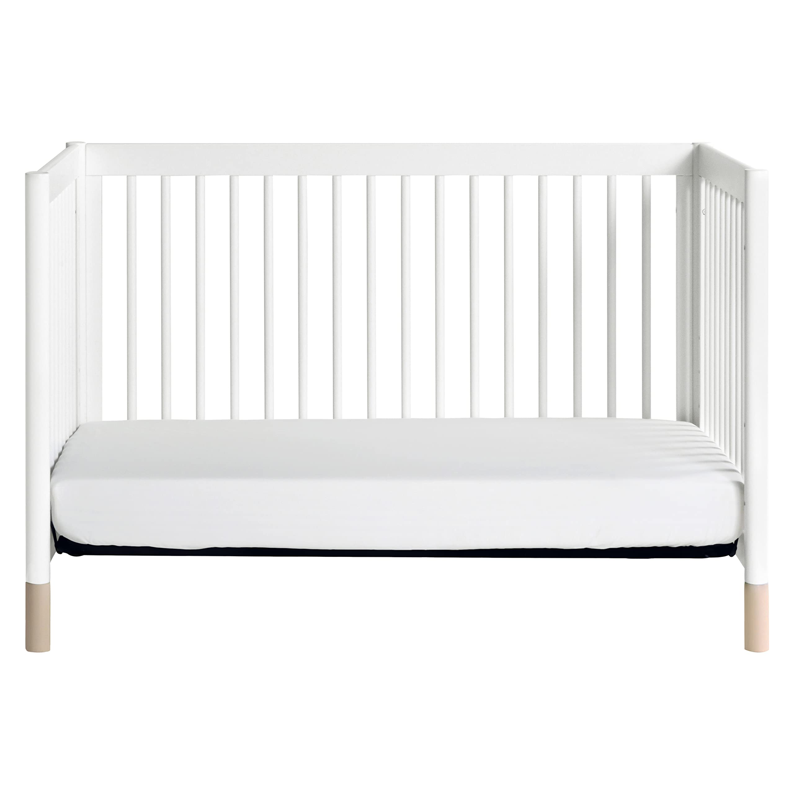 Gelato 4-in-1 Convertible Crib with Toddler Bed Conversion in White and Washed Natural
