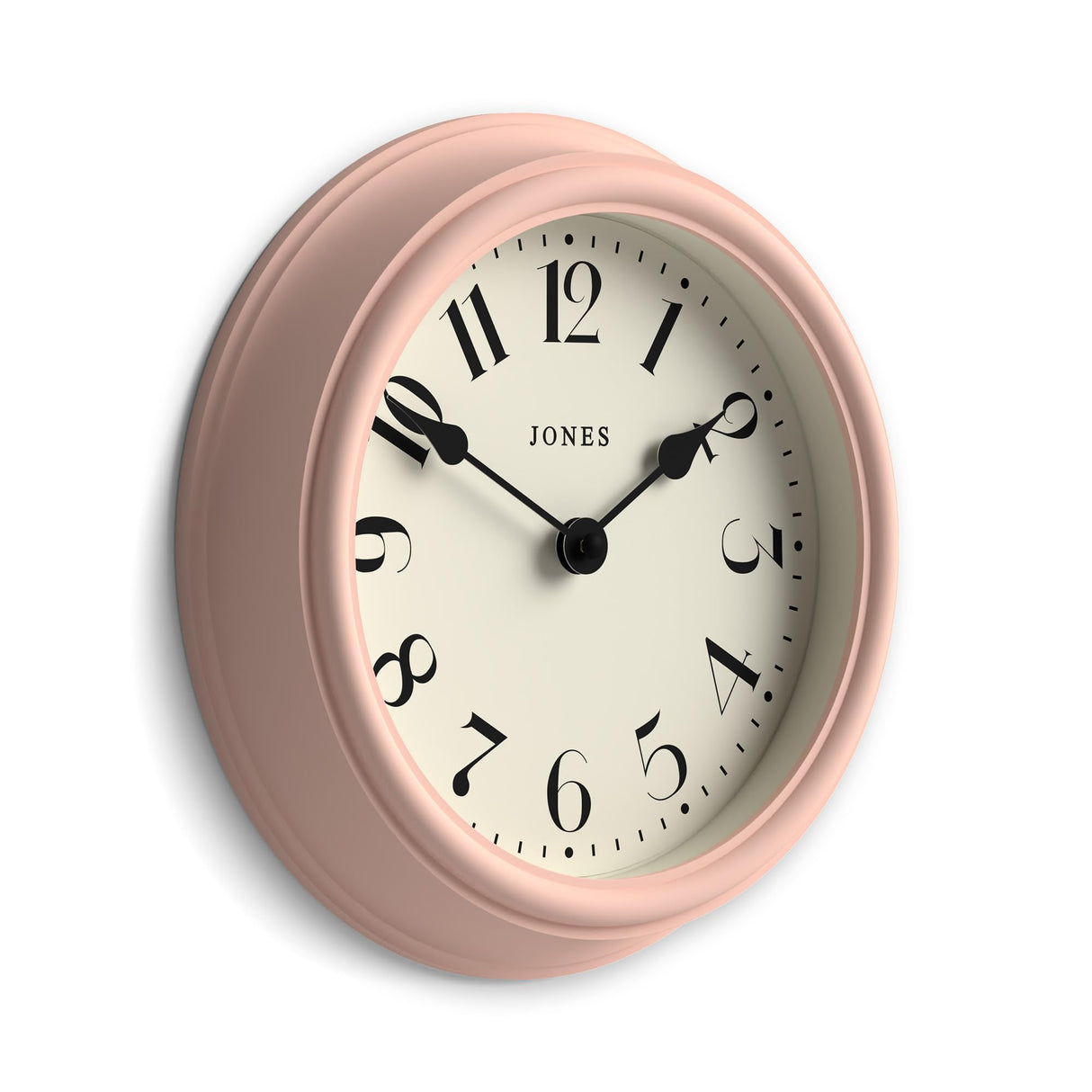 'Frieze' Wall Clock – Small Round Contemporary Classic Round Clock in Pink, with Pretty Numbers,