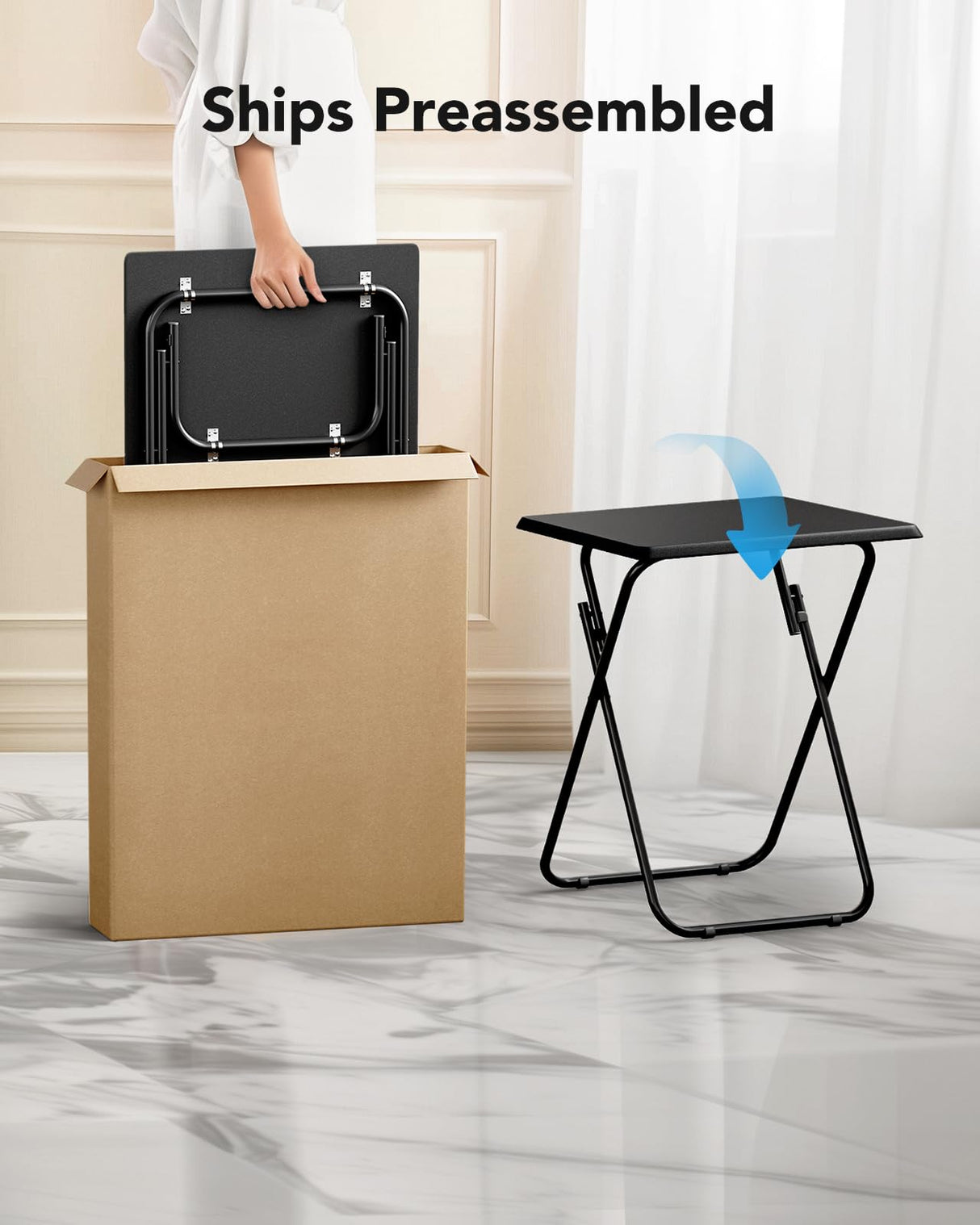 Folding TV Tray Table -Stable Tray Table with No Assembly Required