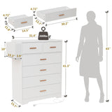 6 Drawer Dresser for Bedroom with Charging Station, Modern Chest of Drawers for Closet,