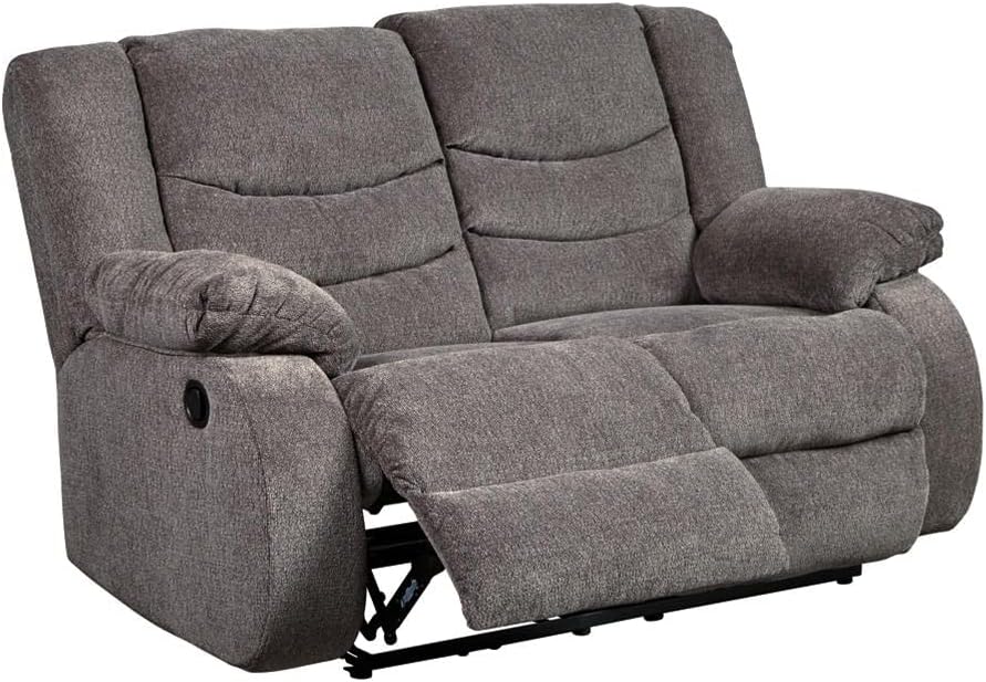 Tulen Modern Manual Pull Tab Reclining Loveseat, Dark Gray