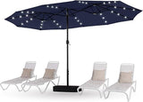 15ft Patio Umbrella with 36 LED Solar Lights, Double Sided Outdoor Umbrella for Patio,