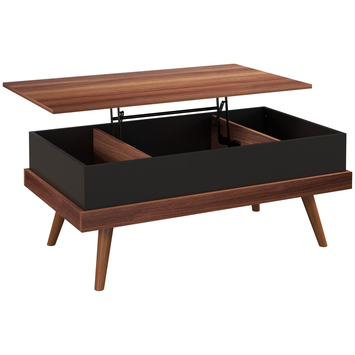 Lift Top Coffee Table with Hidden Compartment, 39.25" Wooden Center Table