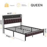 Bed Frame Queen Size with Storage Headboard Platform Bed Frame