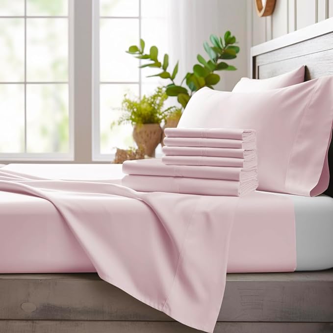 6 Piece Queen Sheet Set - 100% Viscose Made from Bamboo Sheets Queen Size Bed Set