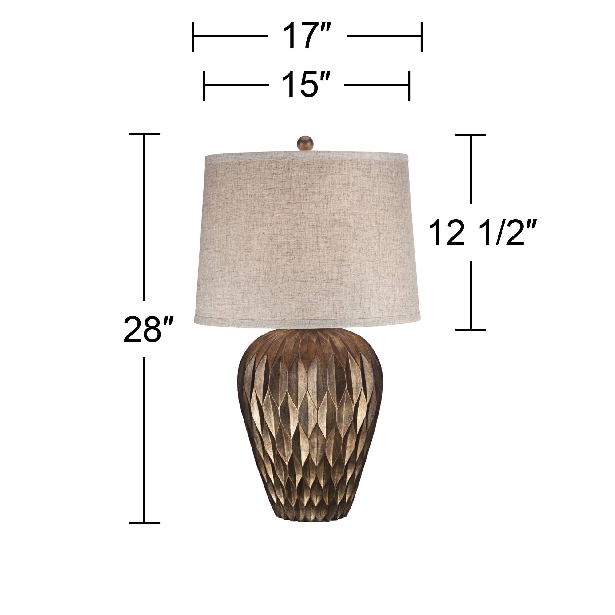Buckhead Modern Table Lamp 28" Tall Bronze Geometric Textured Urn