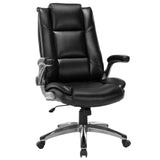 High Back Office Chair PU Leather Executive Swivel Computer Desk Chair Flip-up Arms