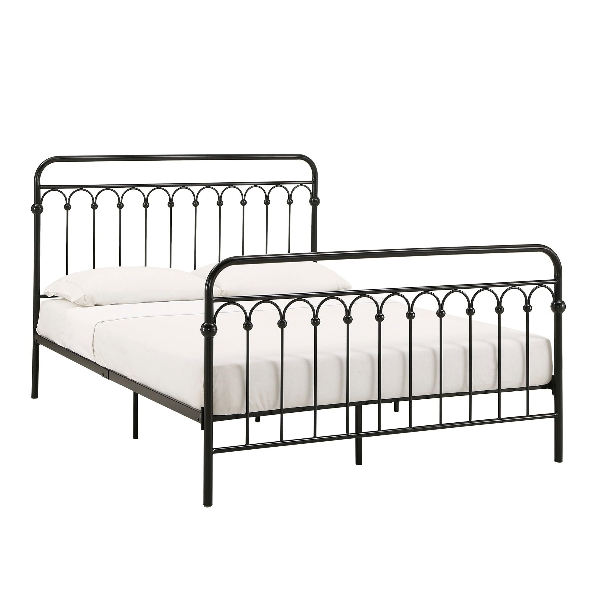 Eloise Metal Arcs Platform Bed by Classic Black Queen Traditional, Casual
