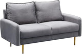 Velvet Loveseat Modern Sofa Tufted Couch with Metal Legs for Living Room, Bedroom, Office, Playroom - Prussian Blue