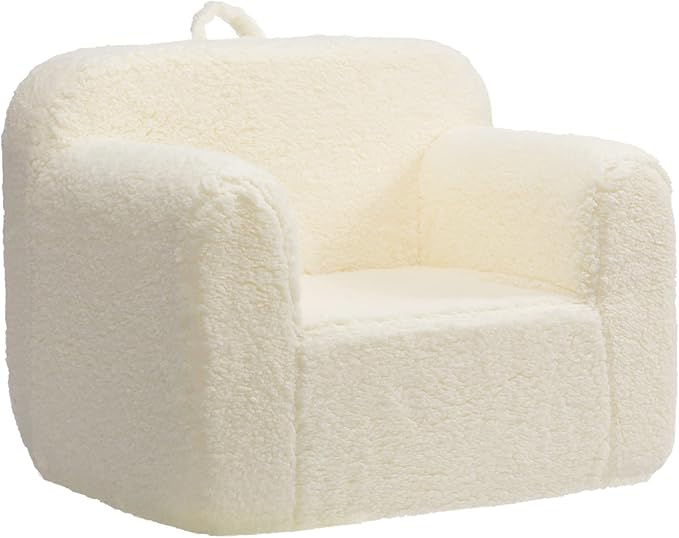 Kids Ultra-Soft Snuggle Foam Filled Chair, Toddler Cuddly Sherpa Reading Couch for Boys