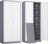 Metal Storage Cabinet with Lock - 72" Garage Storage Cabinet with 2 Locking Doors