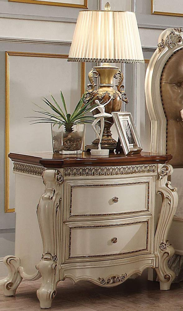 Nightstand, Antique Pearl & Cherry Oak Vintage