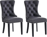 Eifizek Velvet Dining Chairs Set of 2, Tufted Dining Room Chairs with Nailhead Ring Pull Trim