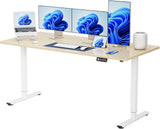 Height Adjustable Electric Standing Desk 55 inch Computer Table, Home Office Workstation, 55in, White Leg/White Top