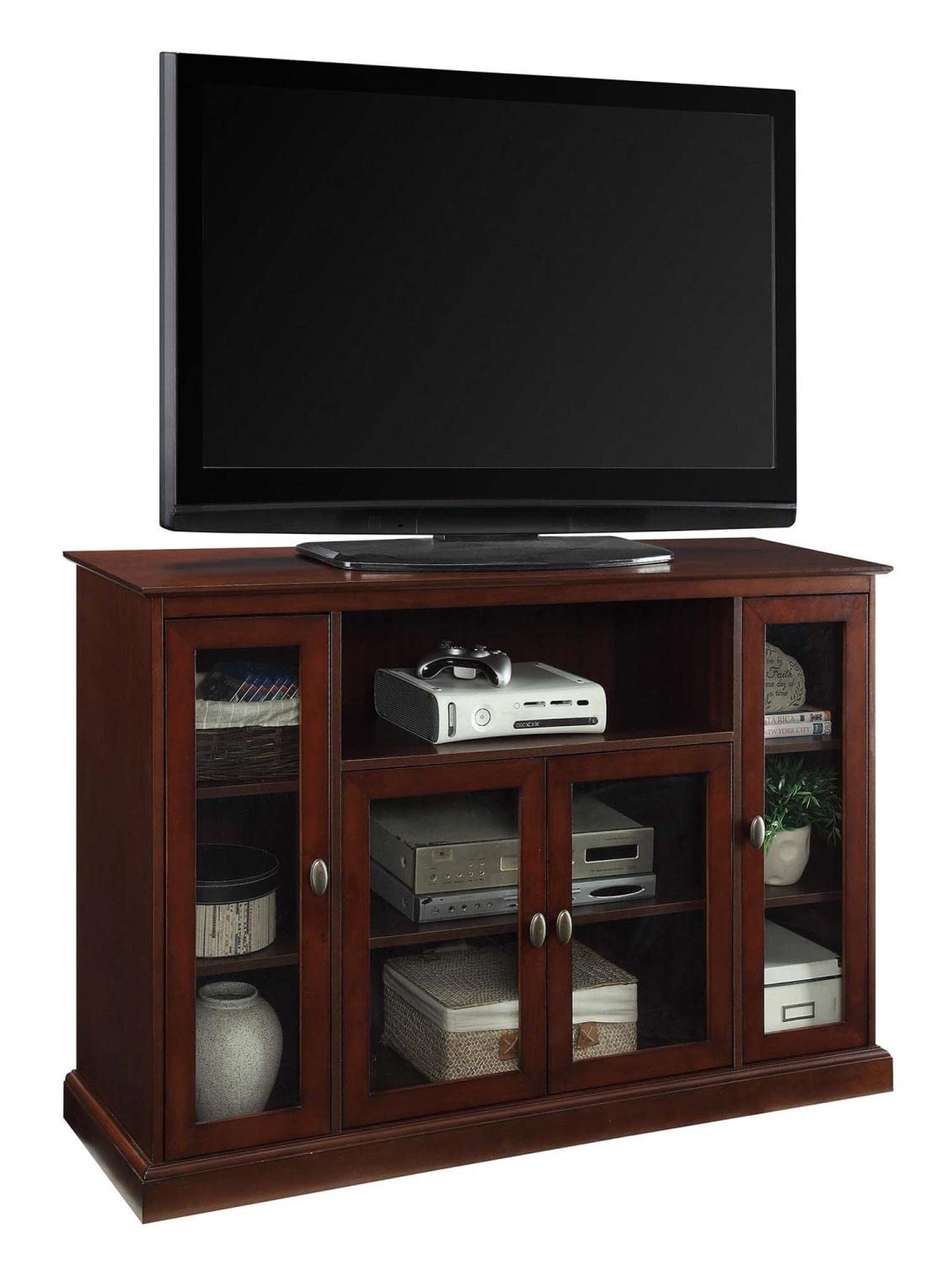 Summit Highboy 60 inch TV Stand with Storage Cabinets and Shelves, Espresso