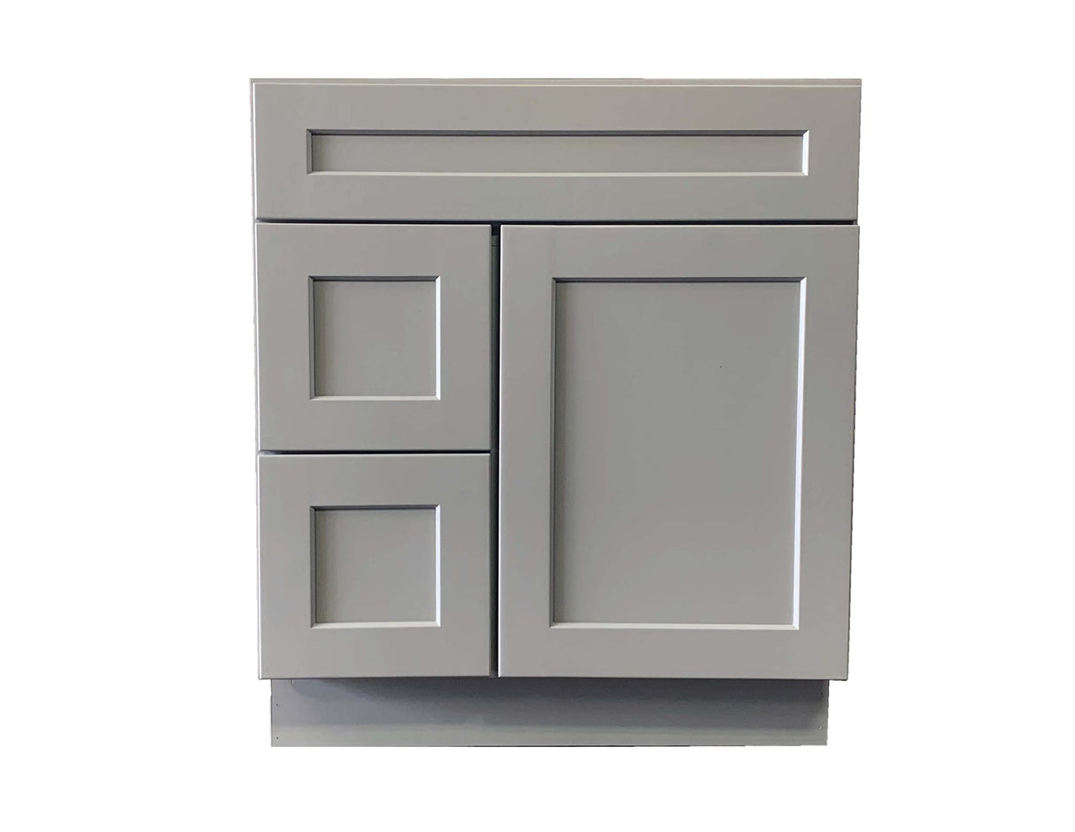 30 Wide x 21 Deep New Light Grey Shaker Single Sink Bathroom Vanity Base Cabinet