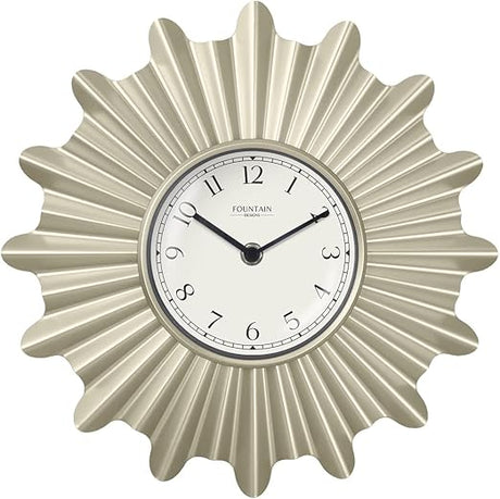 12" Starburst Wall Clock, Silent no Ticking, Metal Clock, Vintage/Modern Style