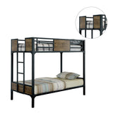 Metal Frame Bunk Bed with Nailhead Accents, Twin, Black