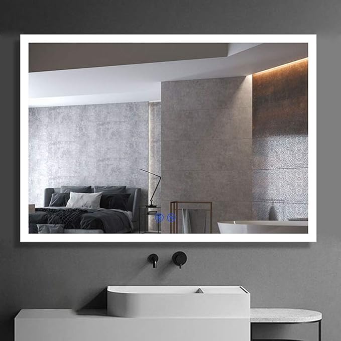 36 Inch Square LED Bathroom Mirror, Antifog Wall Mounted Lighted Vanity Mirror