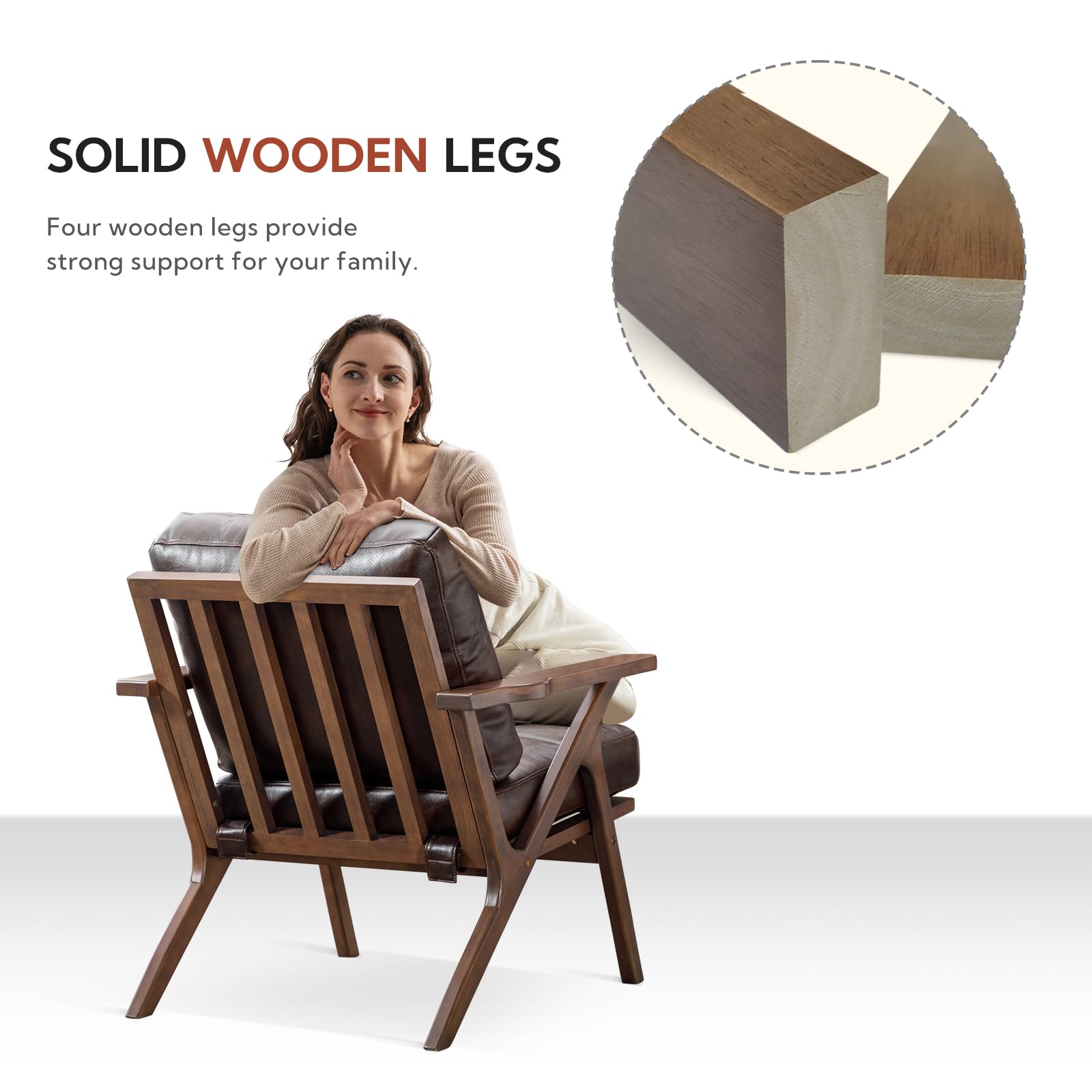 Modura PU Leather Accent Chairs – Set of 2 Mid-Century Armchairs