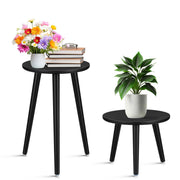BriWoody Wooden Plant Stand – 2 Piece Indoor Decorative Table Set